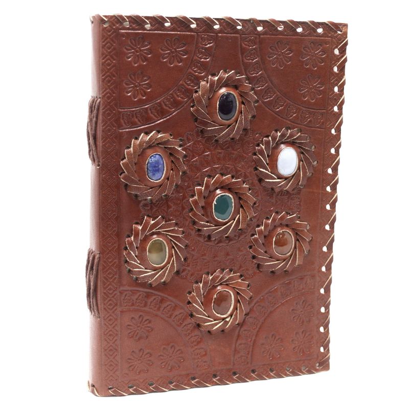 Bőrkötésű Napló - Chakra Kövek (22.5x15cm)