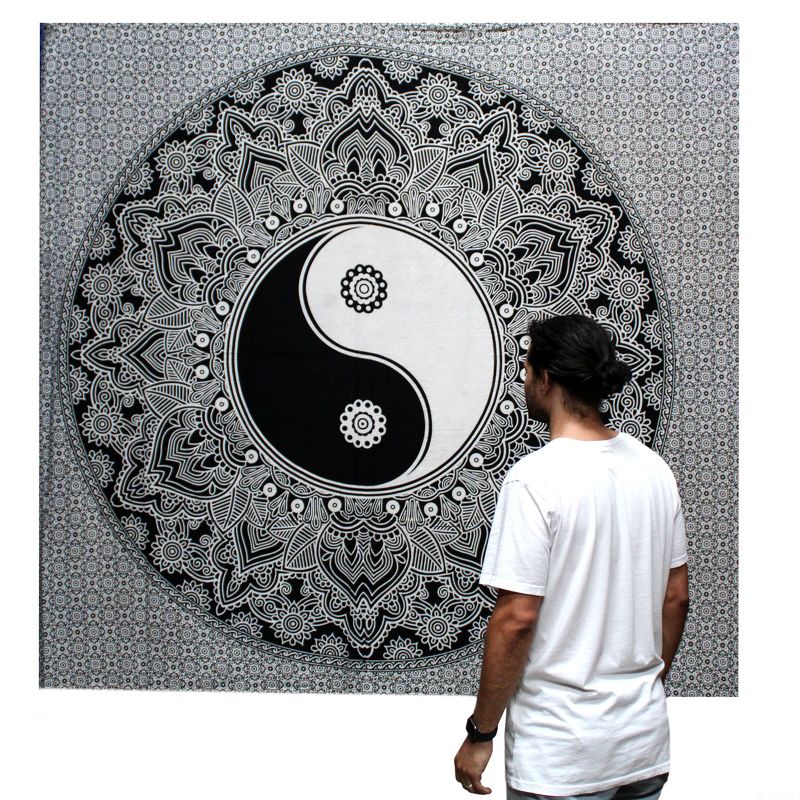 B&W Kettős Pamut Ágytakaró / Falidísz - Yin - Yang