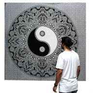 B&W Kettős Pamut Ágytakaró / Falidísz - Yin - Yang