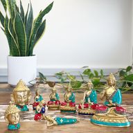 Bronz Buddha Szobor - Letett Kezek - 11.5 cm