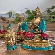 Bronz Buddha Szobor - Letett Kezek - 11.5 cm