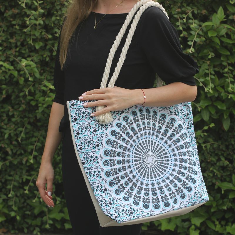 Mandala Táska Kötél Fülekkel - Sötét Türkiz