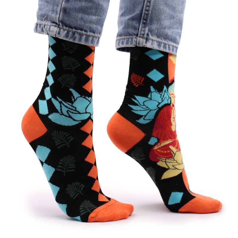 Hop Hare Socks - Blue Buddha & Lotus S/M