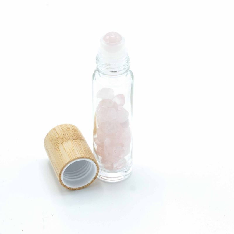Roll-on üvegcse 5ml - Rózsakvarc, bambusz kupak