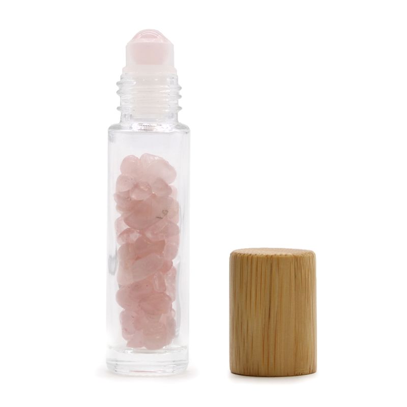 Roll-on üvegcse 5ml - Rózsakvarc, bambusz kupak