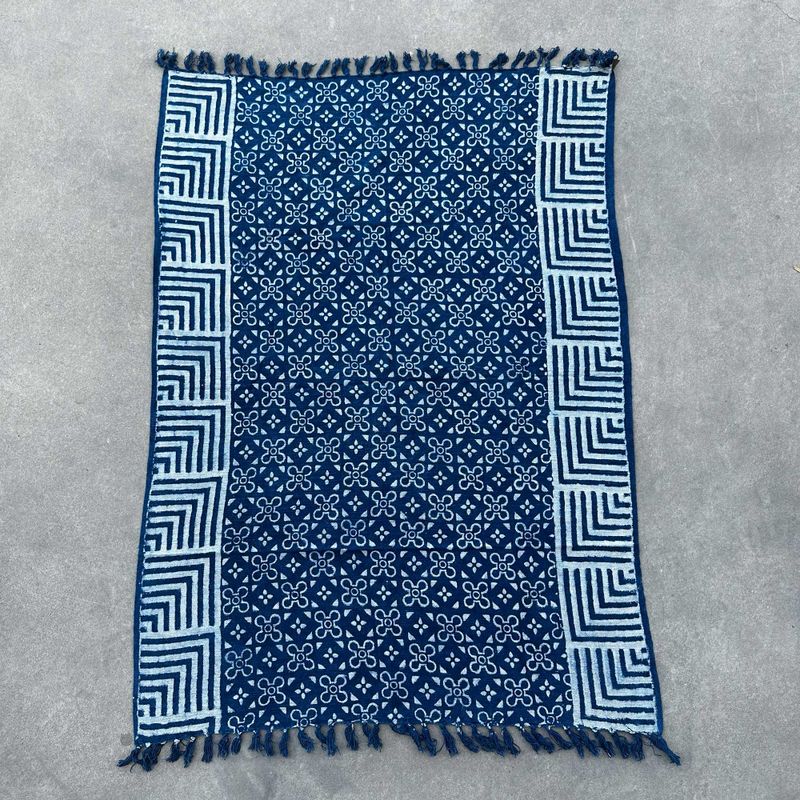 Kézműves Indigó Ágytakaró - 170x120cm - Kasba Csempék