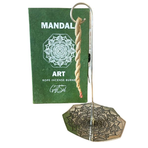 Kötél füstölő készlet tartóval - Mandala virág