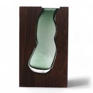 Üveg Váza/Terrárium Sötét Tung Fában - 14.5x5x23cm