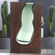 Nagy Üveg Váza/Terrárium Sötét Tung Fában - 18x5x32cm