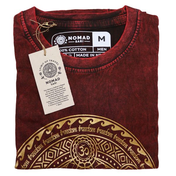 Kővel Mosott Póló, M méret - Chakra - Gesztenyebarna