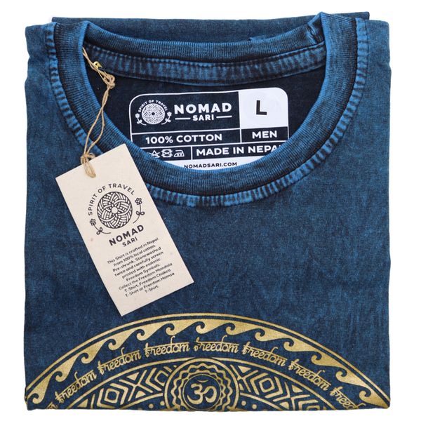 Kővel Mosott Póló, L méret - Hamsa - Kék