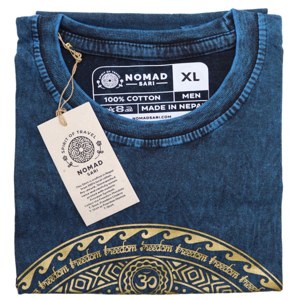 Kővel Mosott Póló, XL méret - Chakra - Kék