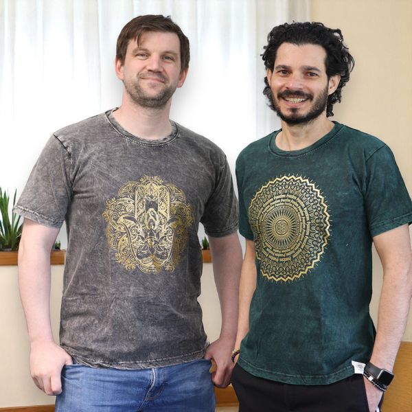 Kővel Mosott Póló, M méret - Hamsa - Szürke