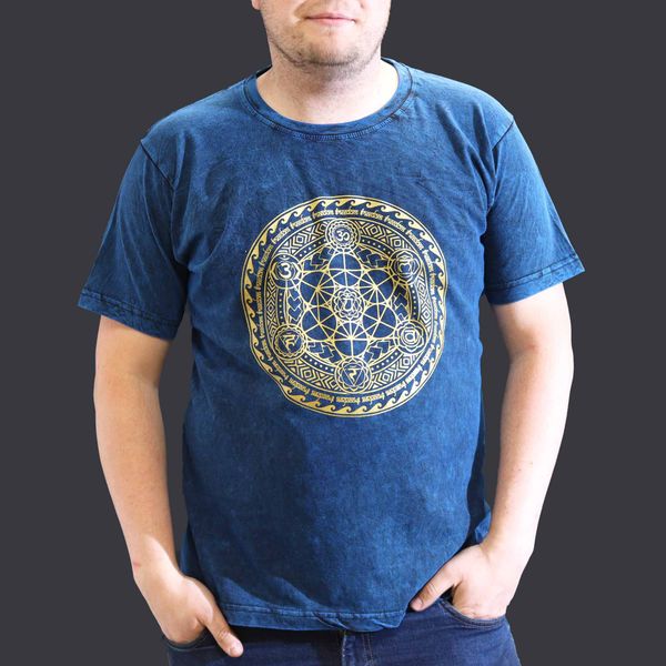 Kővel Mosott Póló, XL méret - Chakra - Kék