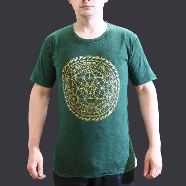 Kővel Mosott Póló, S méret- Chakra - Zöld