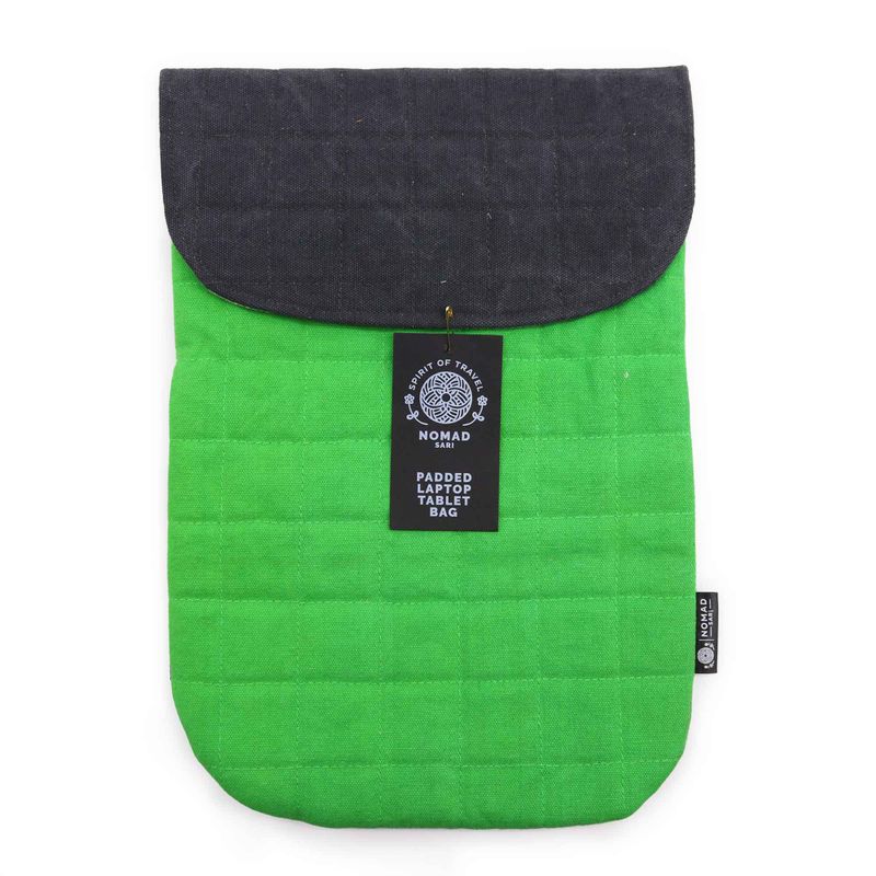 Párnázott Laptoptok - Zöld - 14oz kőmosott