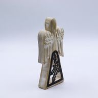Mangófa Angyal - Fehér Súrolt - Vas Dekorációval - 18cm