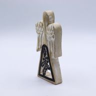 Mangófa Angyal - Fehér Súrolt - Vas Dekorációval - 18cm