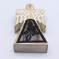 Mangófa Angyal - Fehér Súrolt - Vas Dekorációval - 18cm
