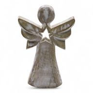 Mangófa Angyal - Fehér Súrolt - Csillaggal - 18cm