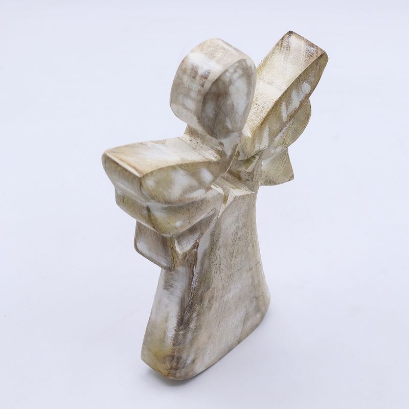 Mangófa Angyal - Fehér Súrolt - Csillaggal - 18cm