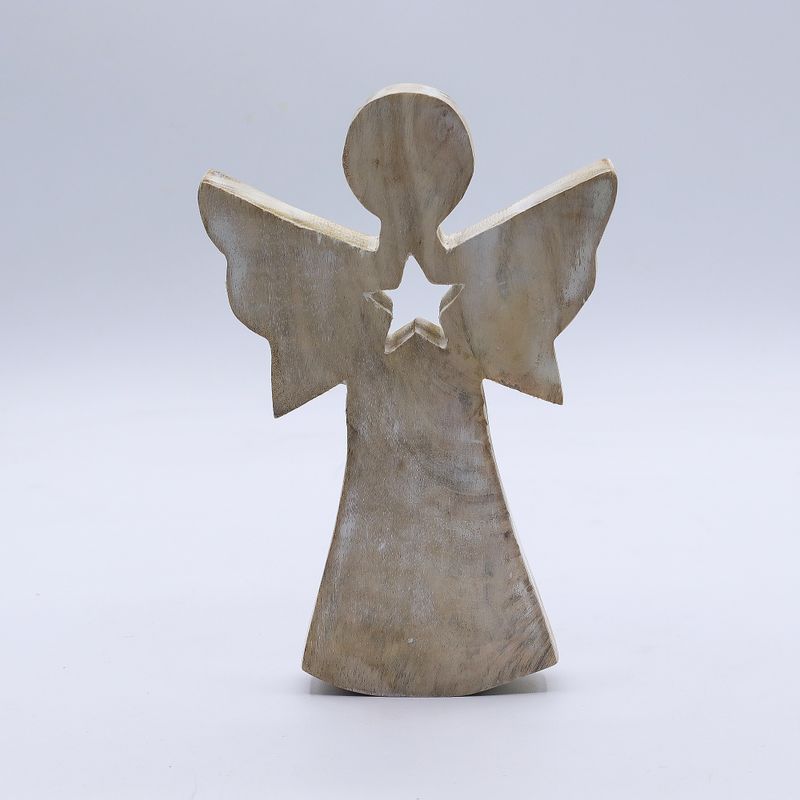Mangófa Angyal - Fehér Súrolt - Csillaggal - 18cm