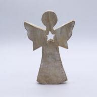 Mangófa Angyal - Fehér Súrolt - Csillaggal - 18cm