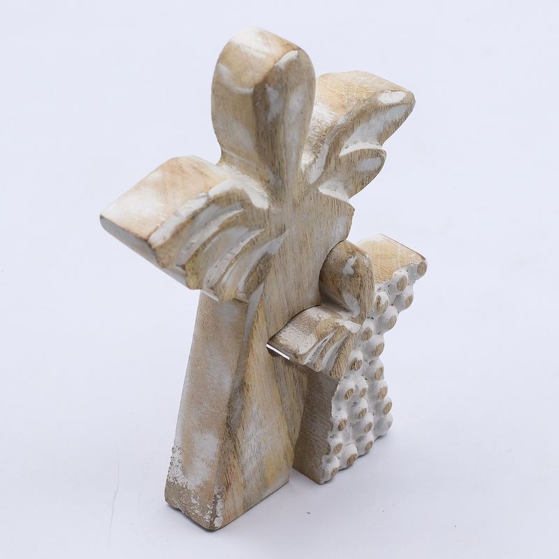 Mangófa Kettős Angyal - Fehér Súrolt - 15cm