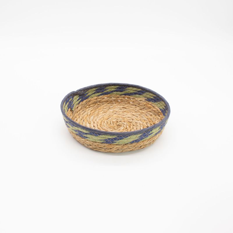 Szalma és tengerifű tálca kosarak – zöld és kék – 3 darabos szett