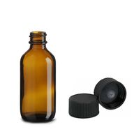 60ml Jantár Boston Üveg Fekete Műanyag Kupakkal
