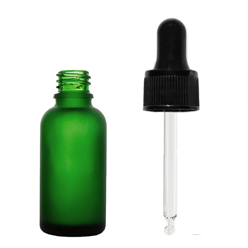 10ml Matt Zöld Csepegtetős Palack Fekete Pipettával