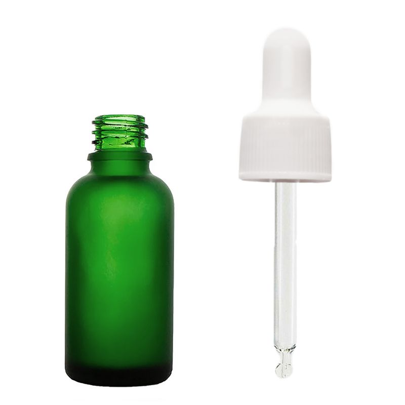 10 ml Matt Zöld Csepegtetős Palack Fehér Pipettával