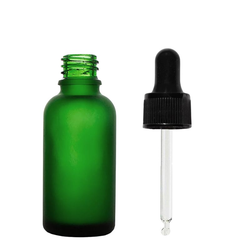 30 ml Matt Zöld Csepegtetős Palack Fekete Pipettával