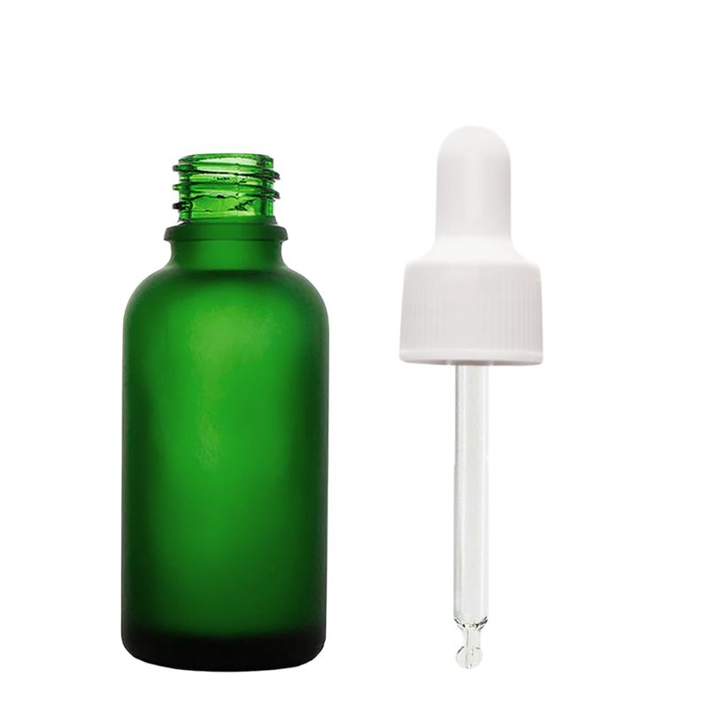 30ml Matt Zöld Csepegtetős Palack Fehér Pipettával