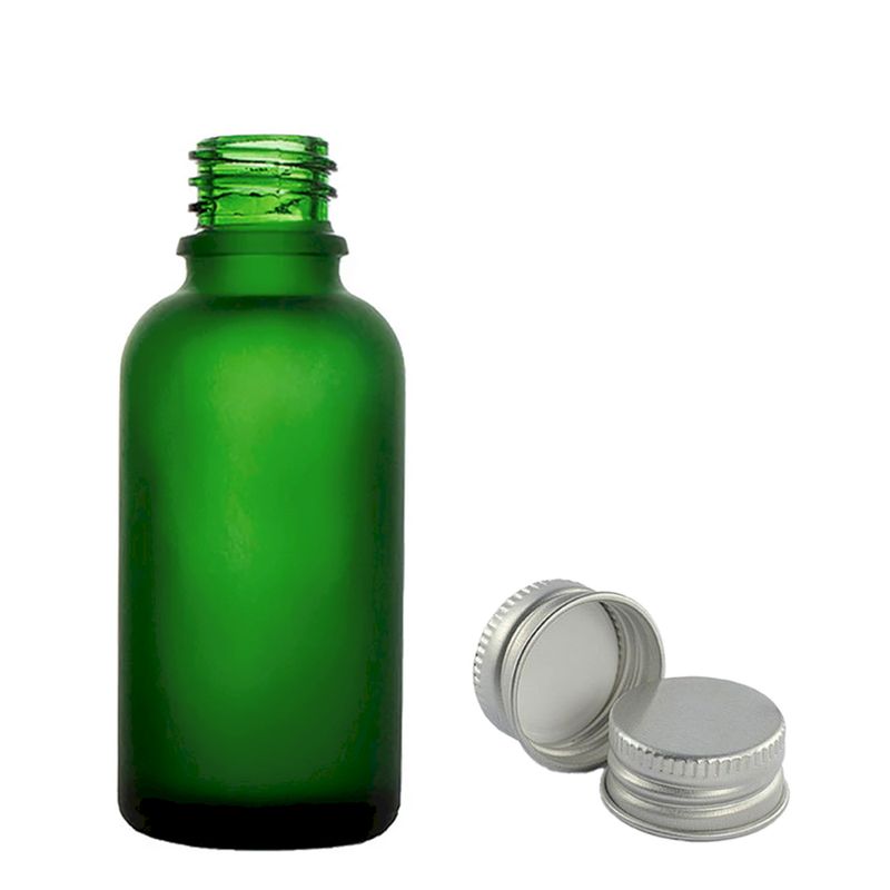50 ml Matt Zöld Csepegtetős Palack with Alumínium Kupakkal