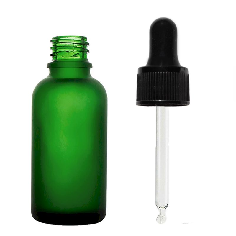 50ml Matt Zöld Csepegtetős Palack Fekete Pipettával