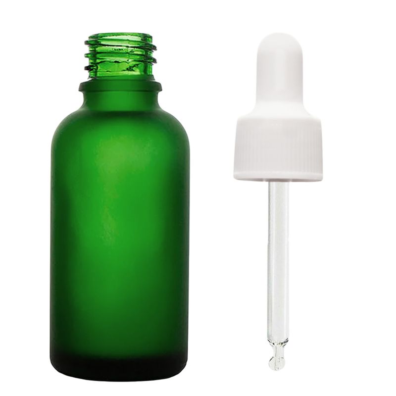 100 ml-es Matt Zöld Csepegtetős Palack Fehér Pipettával