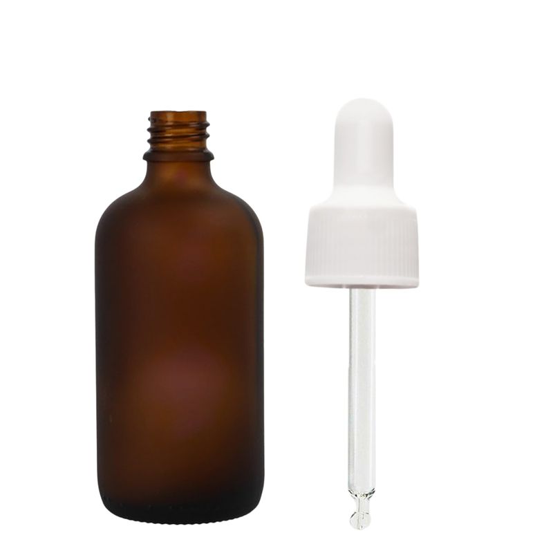 30ml Matt Barna Csepegtetős Palack Fehér Pipettával