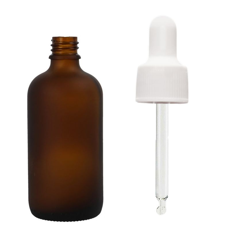 50 ml Matt Barna Csepegtetős Palack Fehér Pipettával