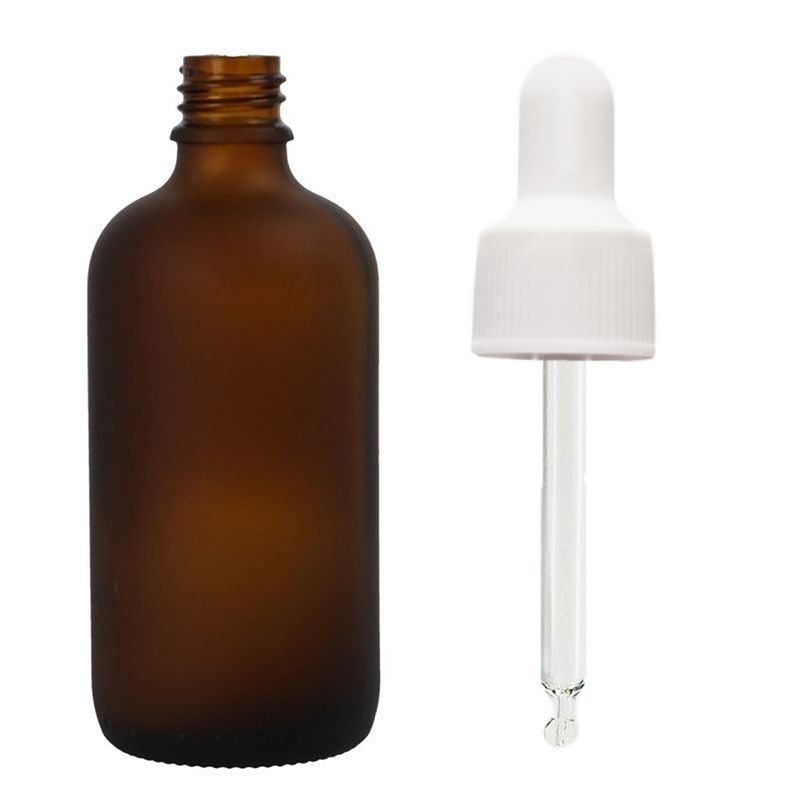 100 ml Matt Barna Csepegtetős Palack Fehér Pipettával