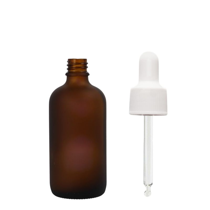 10 ml Matt Barna Csepegtetős Palack Fehér Pipettával