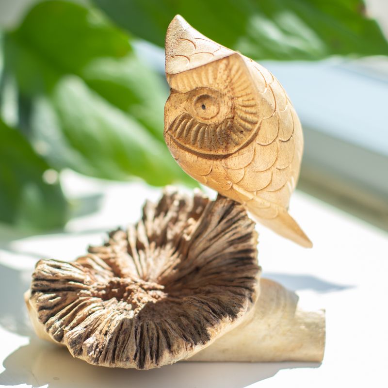 Kézzel faragott fa dísz - Bagoly
