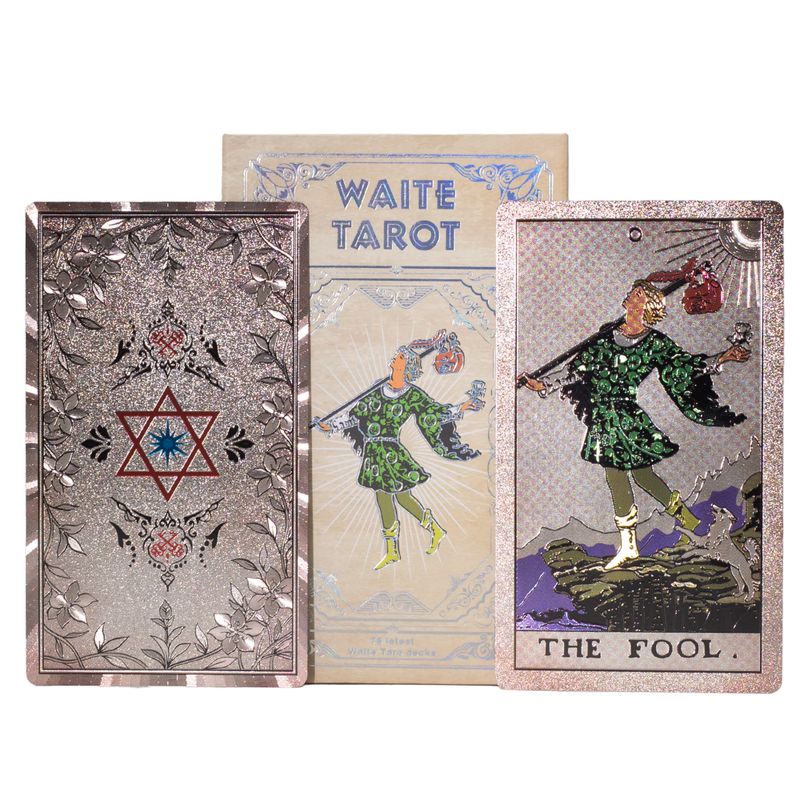 Ezüstfóliás Waite Tarot-kártya készlet - füzettel