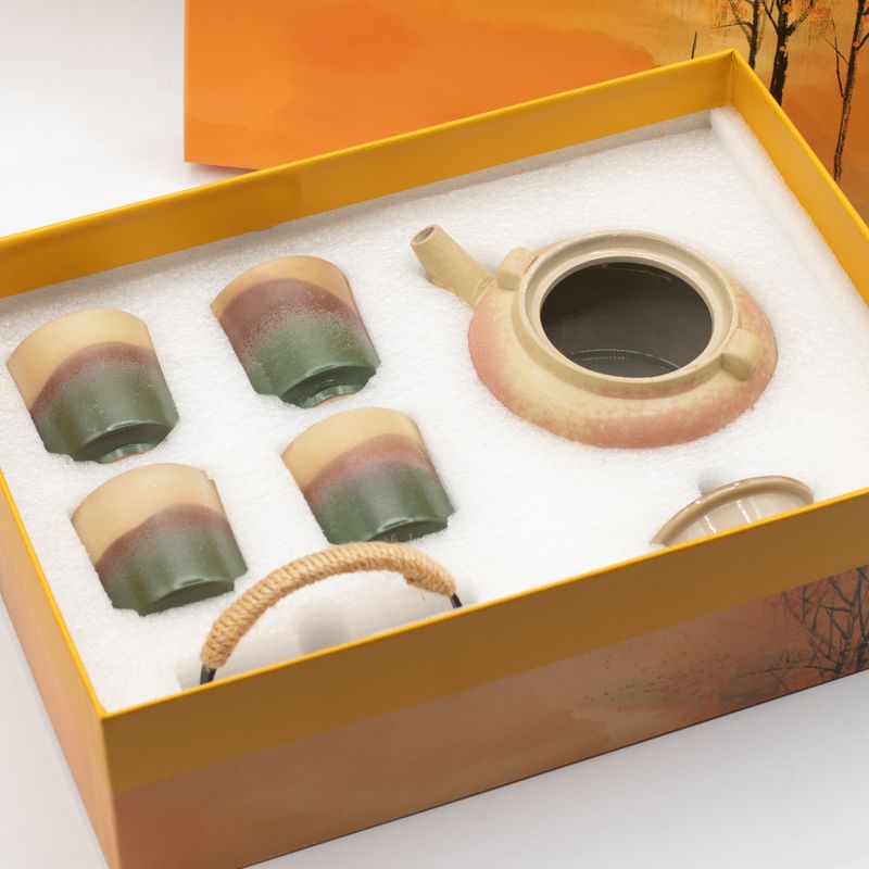 Japán Kyusu-stílusú teáskészlet - Zöld teához - Négy csésze
