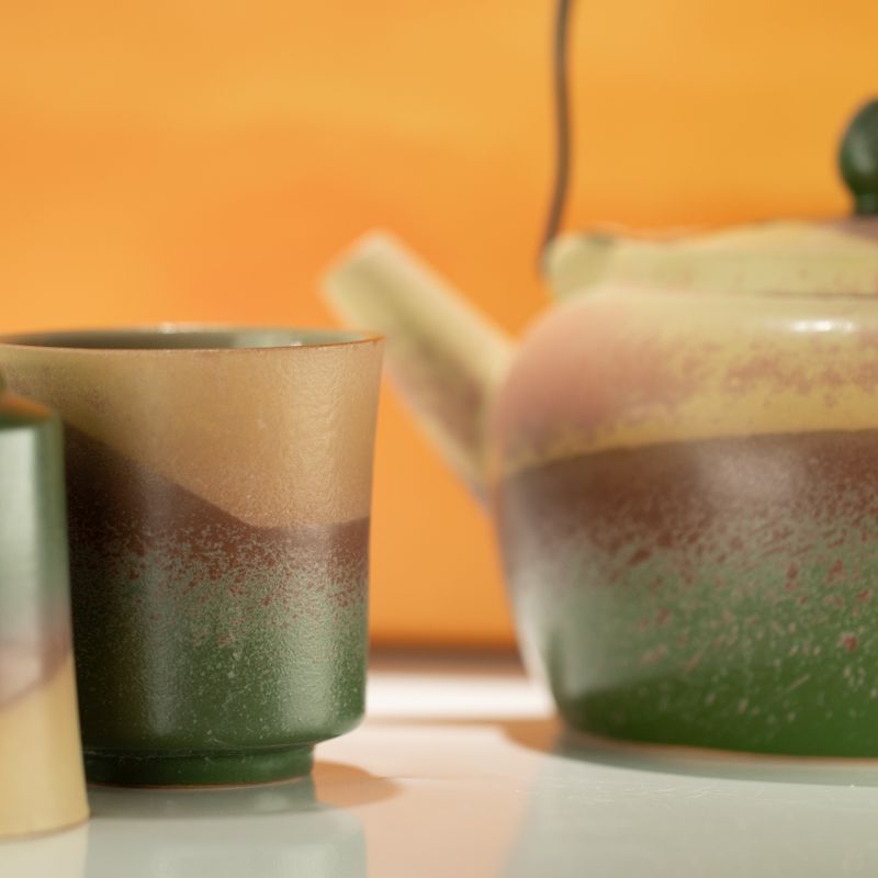 Japán Kyusu-stílusú teáskészlet - Zöld teához - Négy csésze