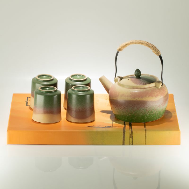 Japán Kyusu-stílusú teáskészlet - Zöld teához - Négy csésze