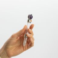 Mennyei prizma pálca - ametiszt mozgó kristály gömb kvarc szárú - 12 cm