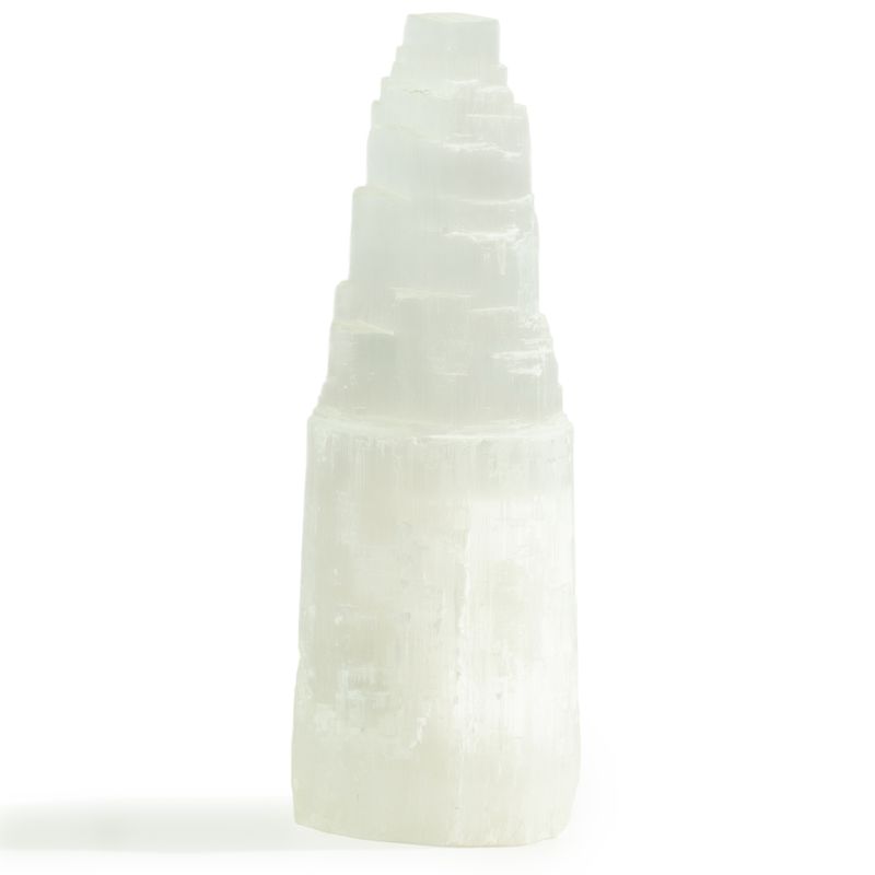 Természetes selenit toronylámpa - 25 cm