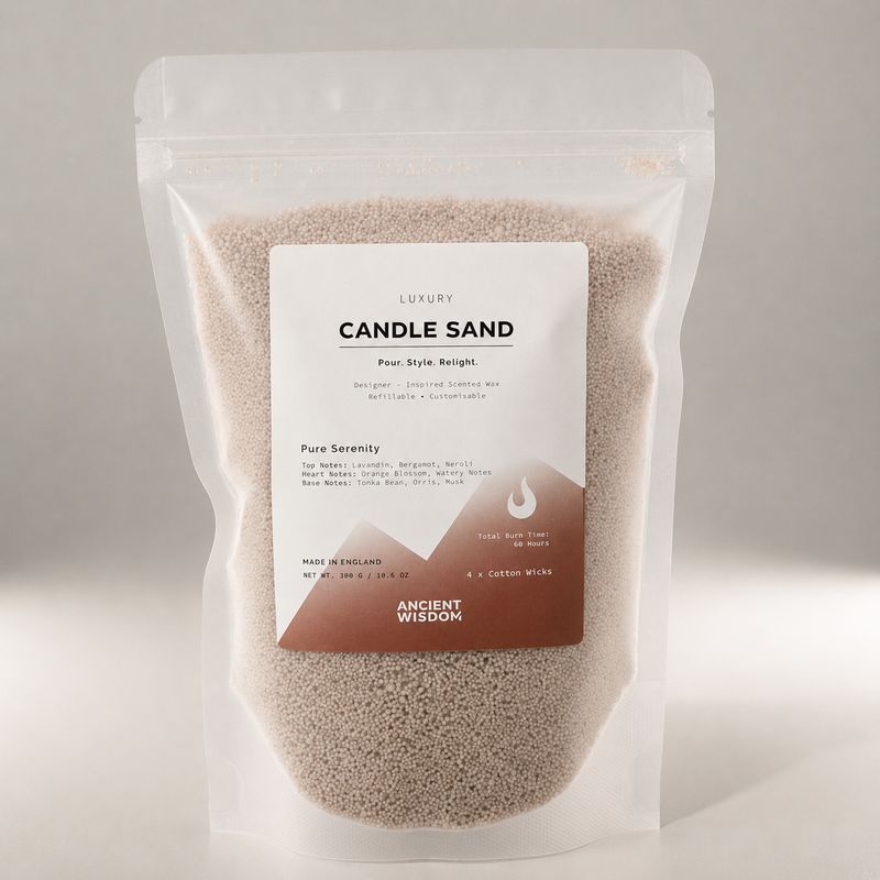 Illatosított gyertya homok - Latte bézs - Tiszta nyugalom - 300g