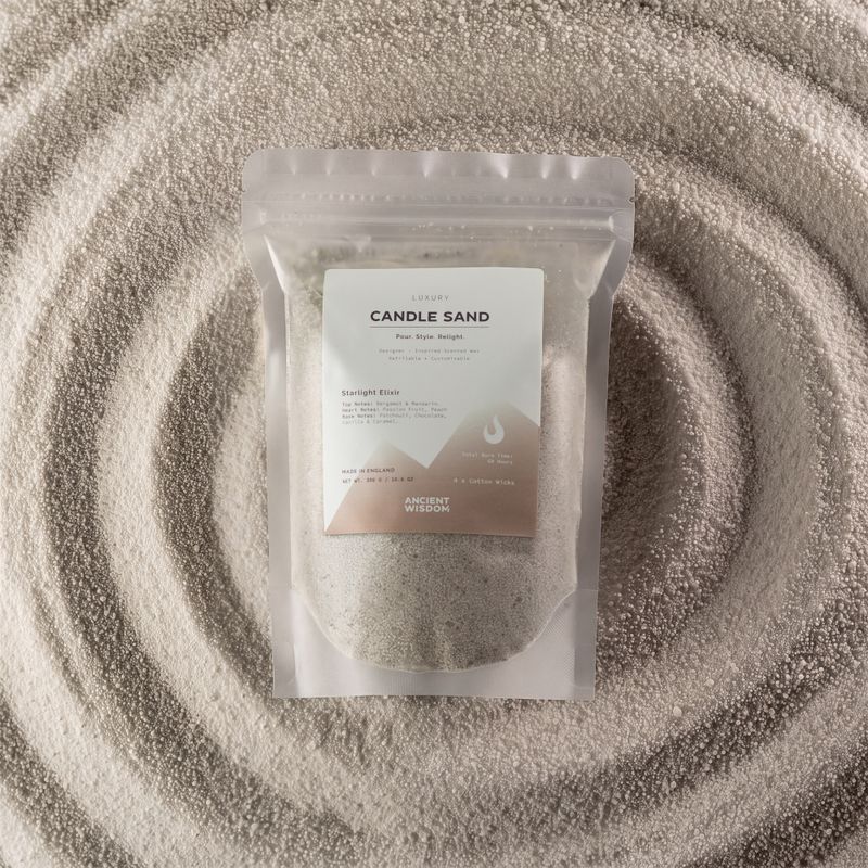 Illatosított gyertya homokszínű - fehér - Starlight Elixir - 300g